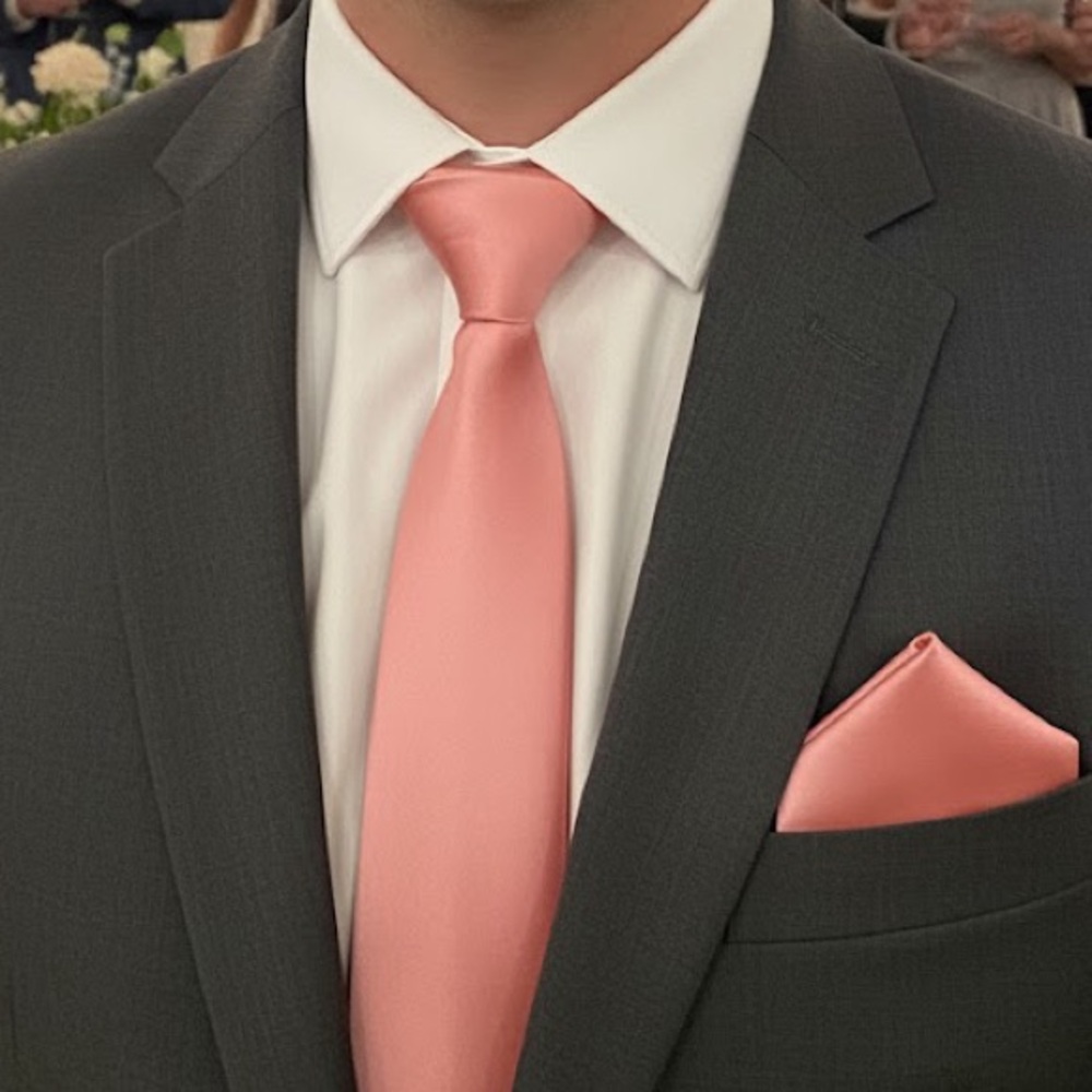 Men’s silk Pink Tie and Pocket Square